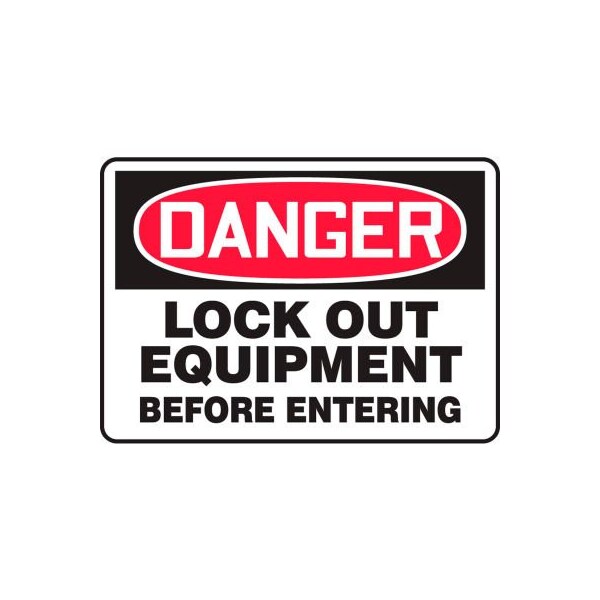 Accuform Accuform Danger Sign, Lockout Equipment Before Entering, 14inW x 10inH, Adhesive Vinyl MLKT015VS - main
